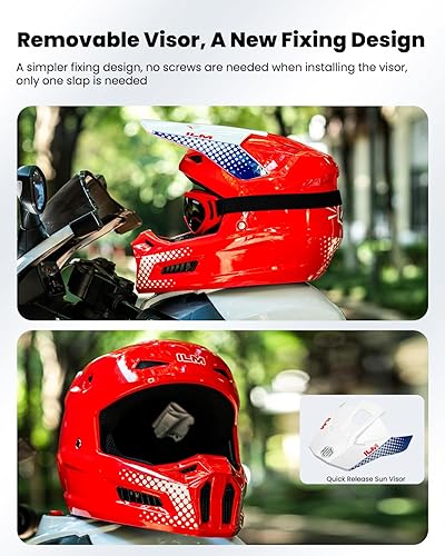Miniatura 5 de ILM Cascos de Motocicleta Todoterreno para Jóvenes Niños Casco ATV Motocross BMX Fuera de Carretera con Gafas Guantes Máscara DOT Modelo MT601Y
