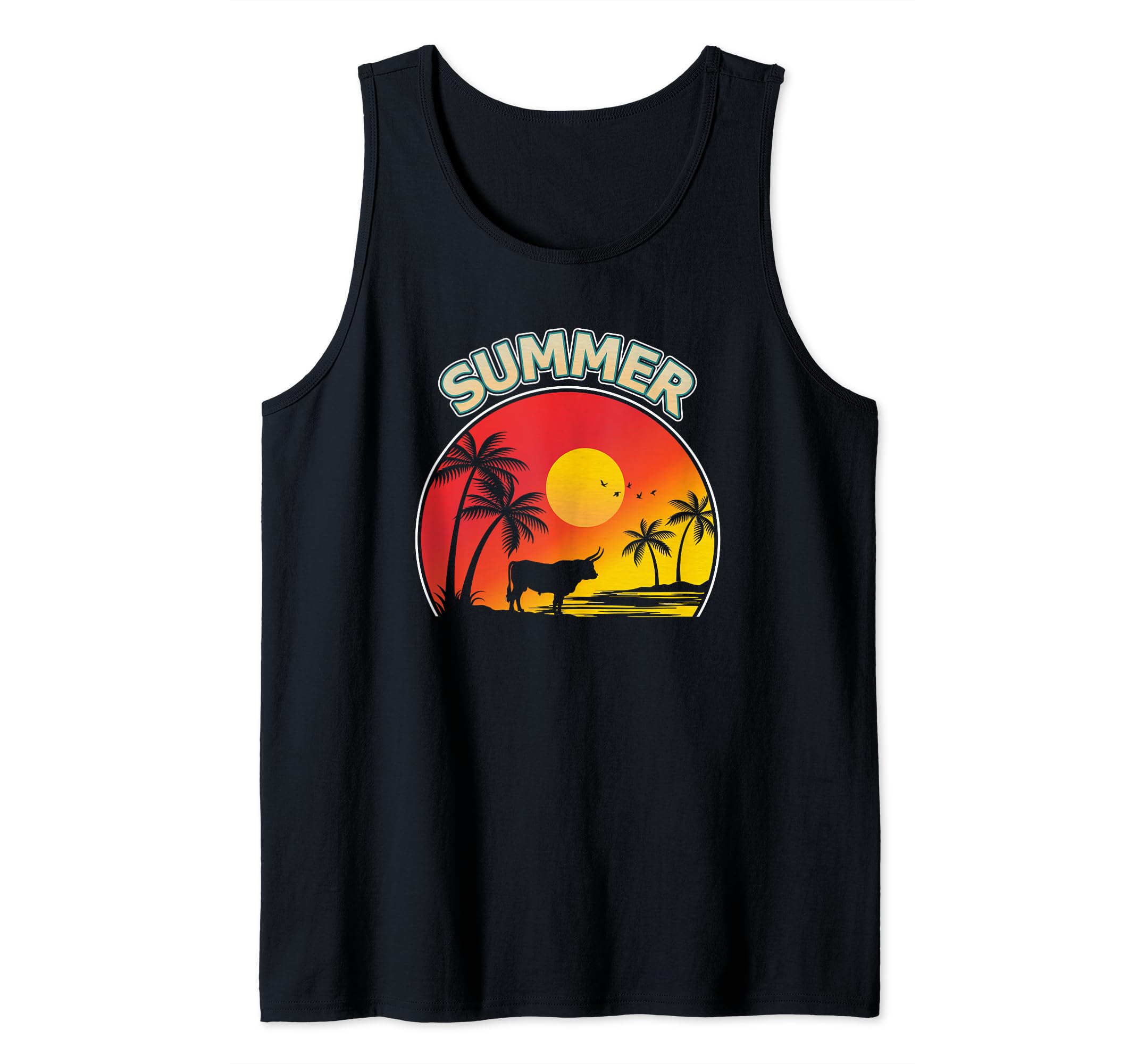 Palm Tree With Oxen Beach Holiday Summer Vacation Tank Top