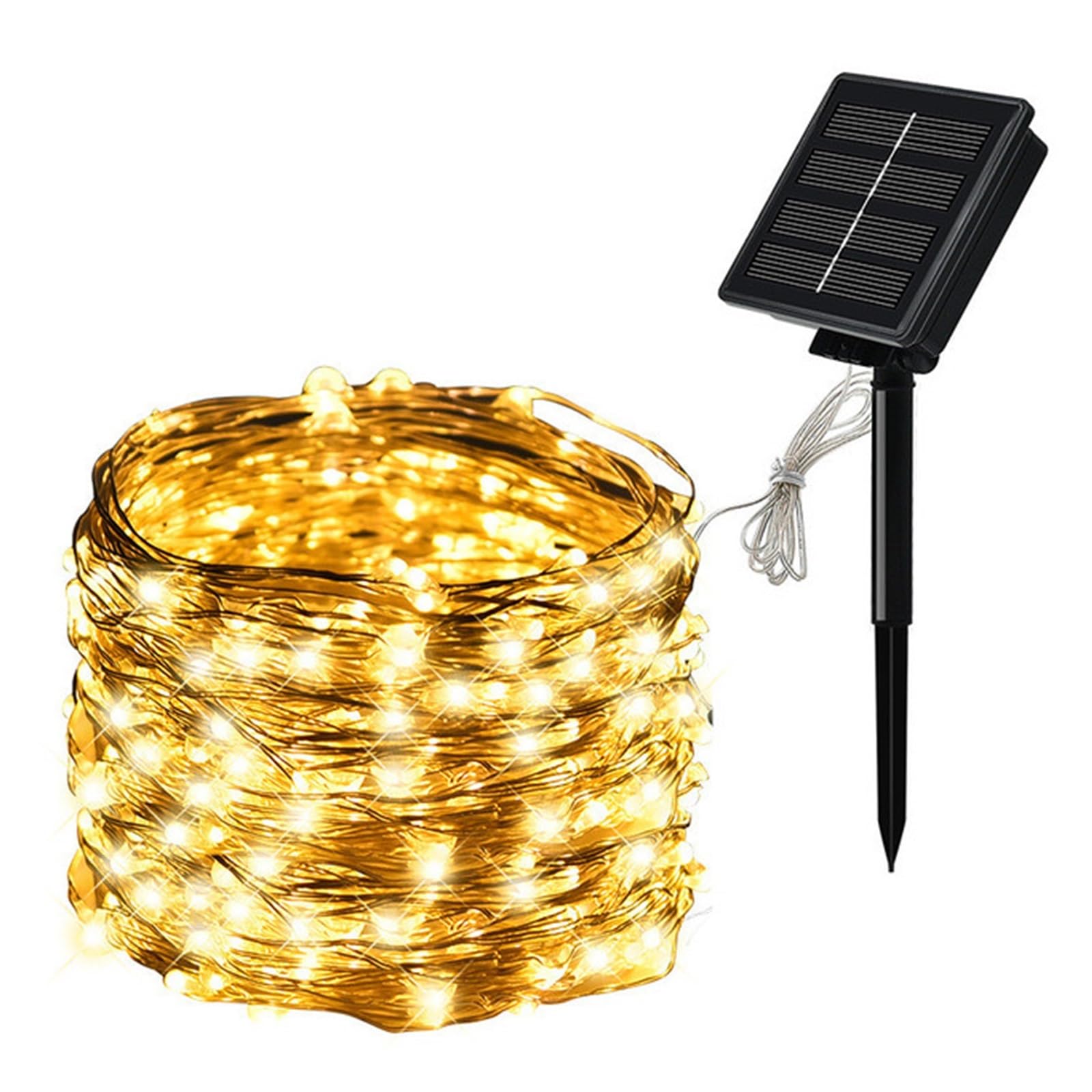 Luces de jardín 7 m / 12 m / 22 m Luz LED solar Adorno para exteriores Lámpara LED Luces solares para jardín Guirnalda de hadas impermeable para exteriores Cadena Luces navideñas (Color: blanco cáli