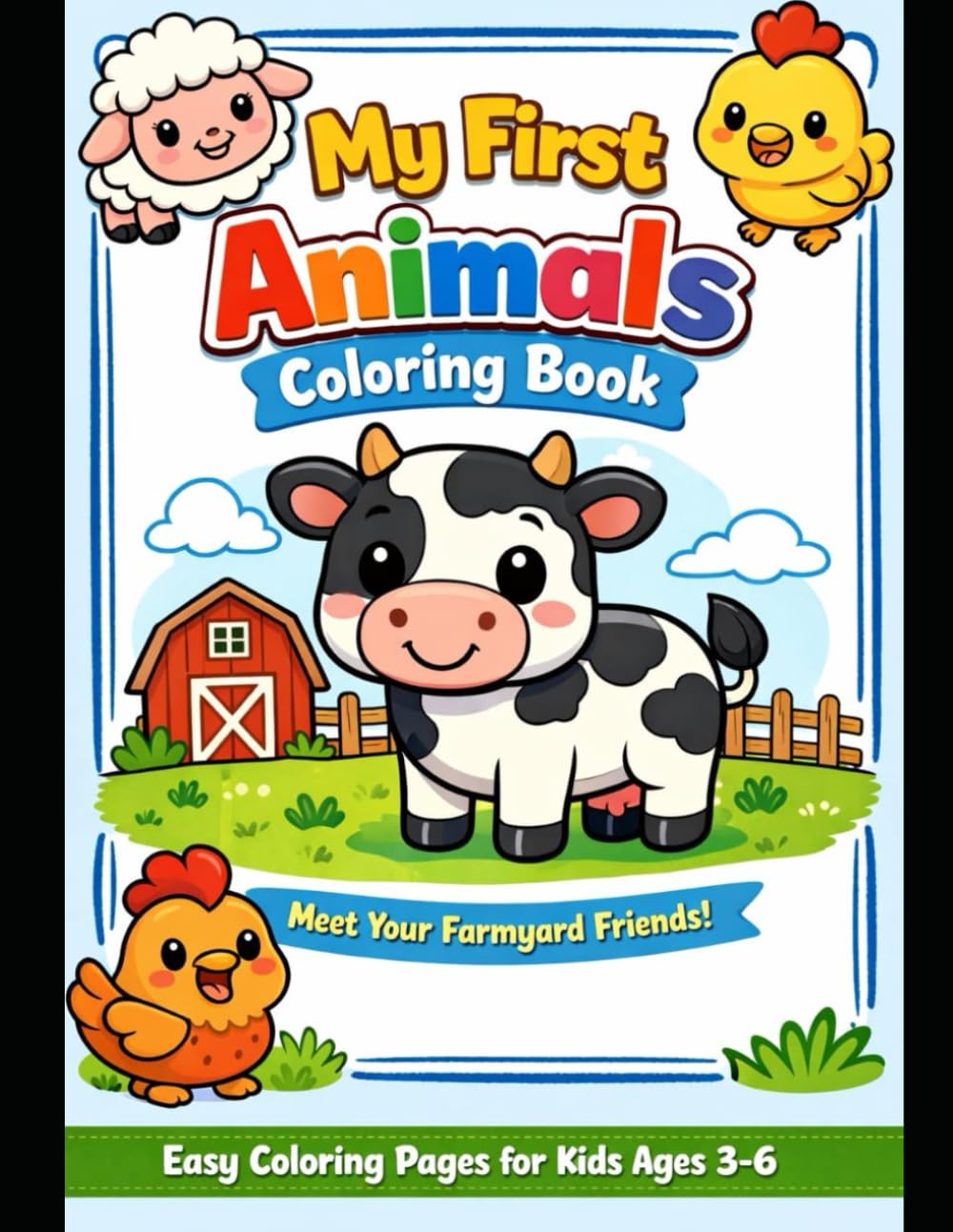 My First Animals Coloring Book: Easy Farm Coloring Pages For Kids Ages 3-6