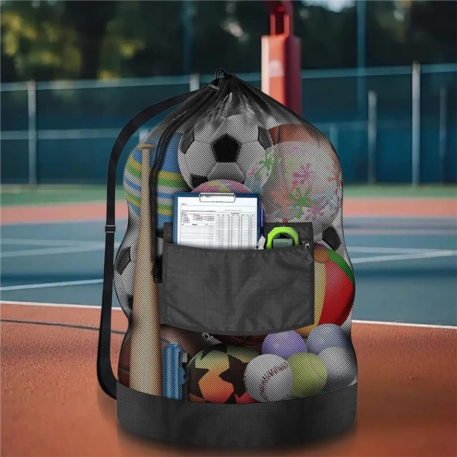 Borsa da calcio in rete resistente 4 pezzi, borsa multifunzionale for riporre attrezzature sportive, for atleti, giovani, donne e adolescenti per Palla