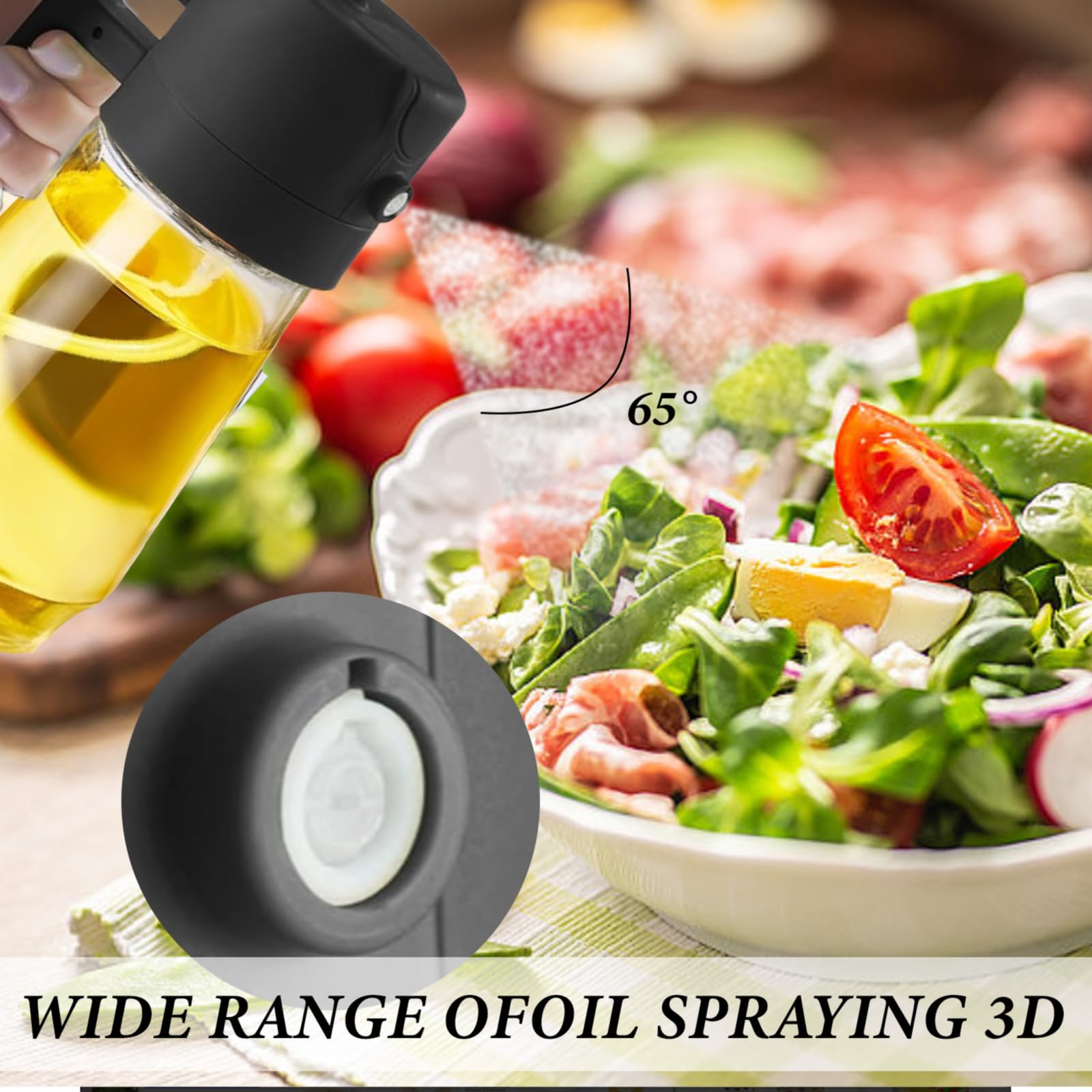 Melodic Essentials Spruzzatore Olio 2 in 1 in Vetro 470 ml – Oliera Spray per Cucina, Bottiglia