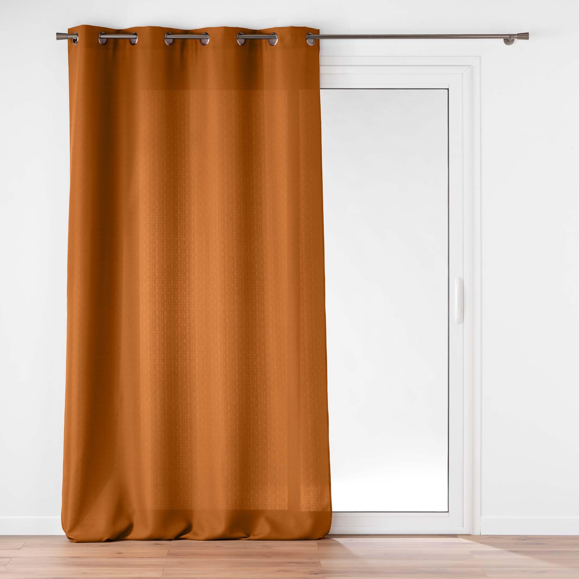 Douceur d'Intérieur, Soline Camel Eyelet Curtain 140 x 280 cm Polyester Plain