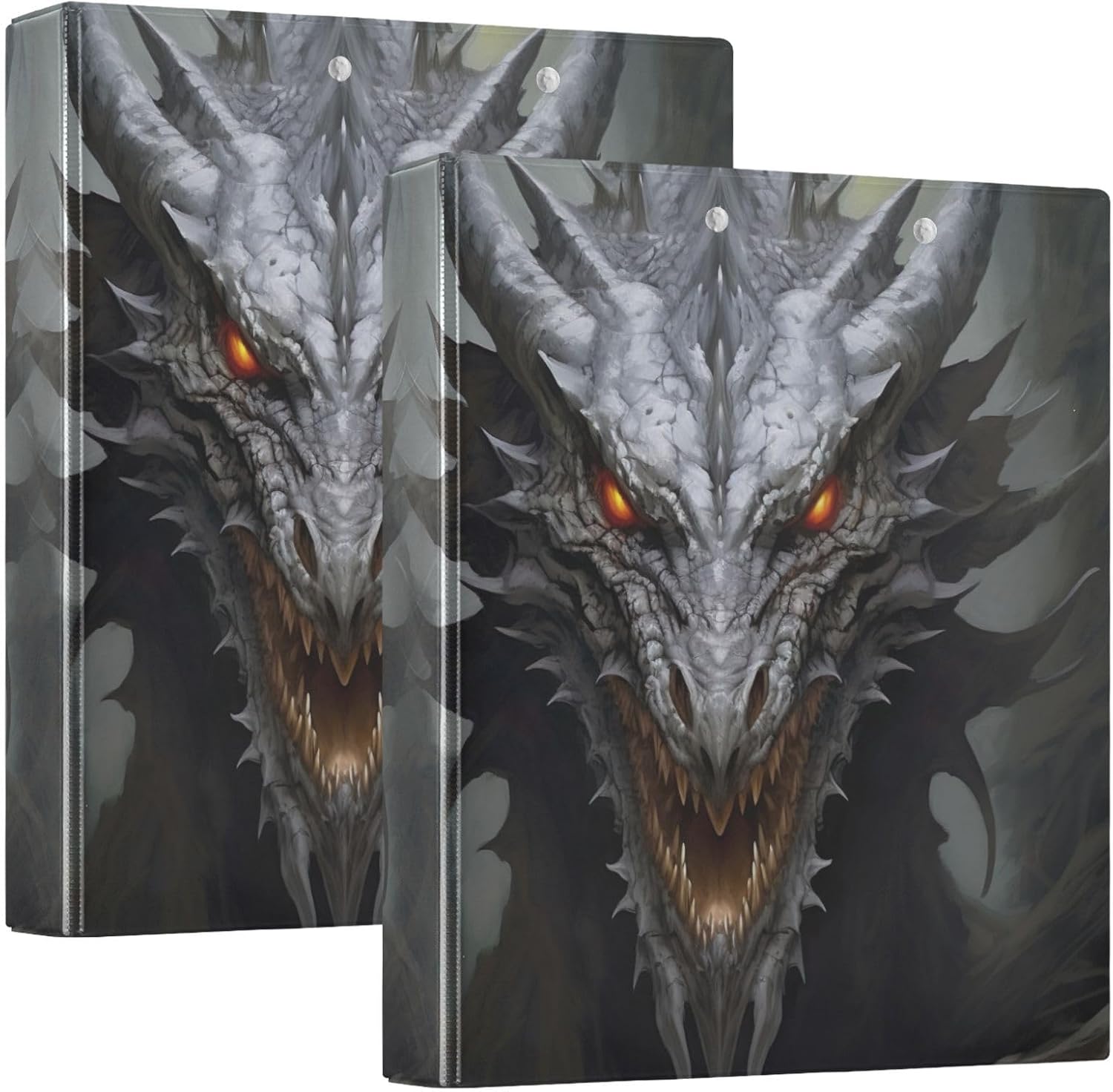 Kigai 3 Ring Binder, Dark Dragon Three Ring Binder for Letter-Size 200 Sheets, 1.5 Inch Round Ring Binder with Clipboard, Decorative Cute Binder Organizer 2PCS