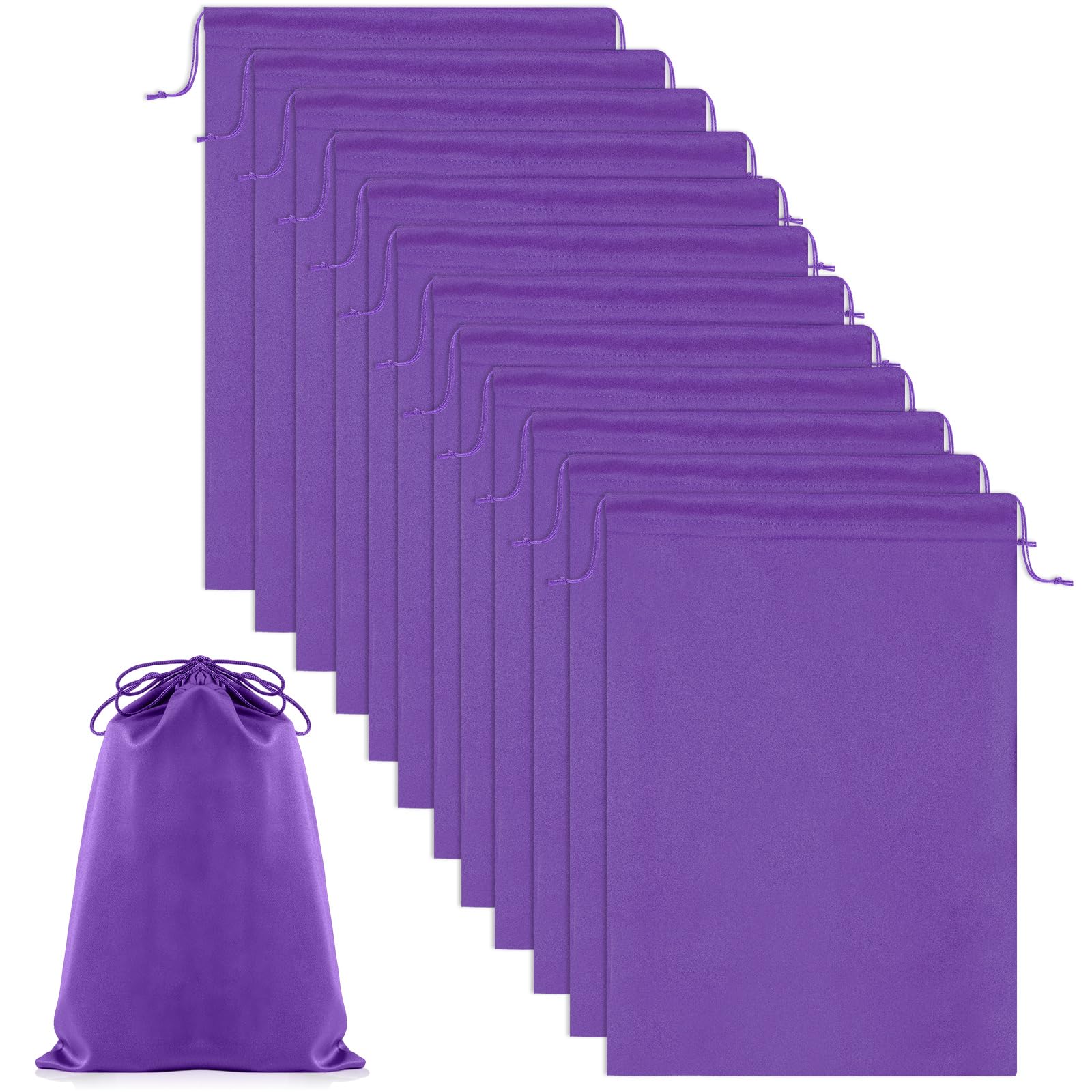 Weewooday 12 Pcs Satin Adult Toy Bags with Drawstring Silk Adult Game Toy Storage Multi Purpose Foldable Pouch Lightweight Gift Organizer for Women Men(Purple,11.8 x 9 Inch) — image 1