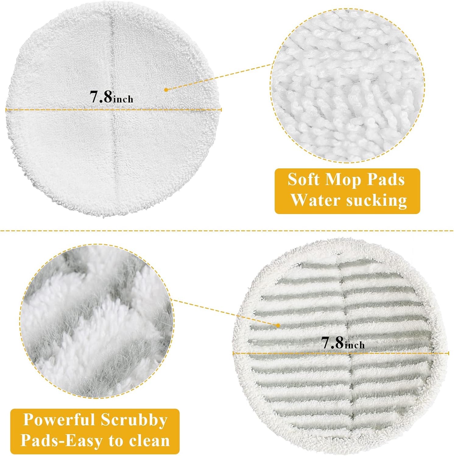 Ximoon 2124 Bissell Spinwave Mop Pads Replacement- for 2039A 2039 20391 20395 2307 2315A 2039Q 2039T 2039W Powered Rotating Mop,1611297 & 1611298-4 Pack