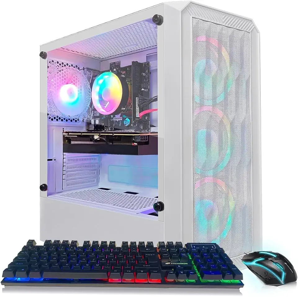 STGAubron PC Desktop para jogos, Radeon RX 580 8G GDDR5, Intel Core i5-9400F até 4.1GHz, 16G DDR4 Memory, 1T SSD, 600M WiFi, BT 5.0, RGB Fan x 4, Teclado RGB e Mouse Pad, W11H64