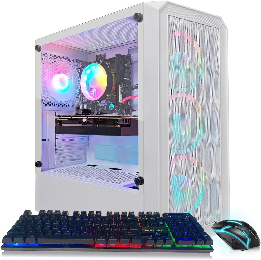 STGAubron Gaming PC Desktop, Radeon RX 580 8G GDDR5, Intel Core i5-9400F up to 4.1GHz, 16G DDR4, 1T SSD, 600M WiFi, BT 5.0, RGB Fan x 4, Windows 11