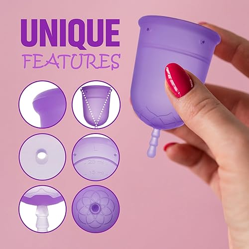 Miniatura 7 de Venus Taza menstrual grande alta capacidad para flujo pesado fabricada en Estados Unidos 100 silicona de grado médico reutilizable para cuello