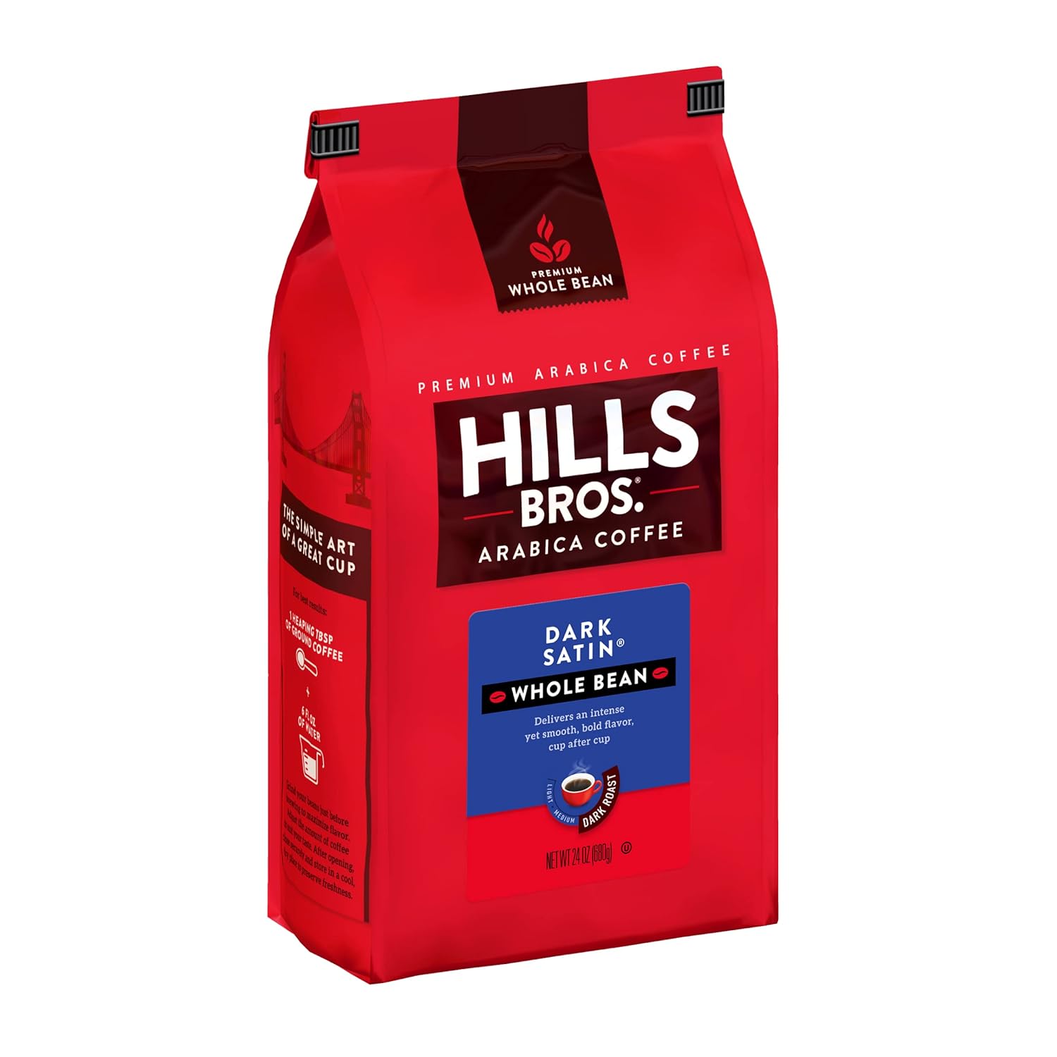 Café en Grano Hills Bros. Dark Satin - 24 oz (680 g) - Tostado Intenso