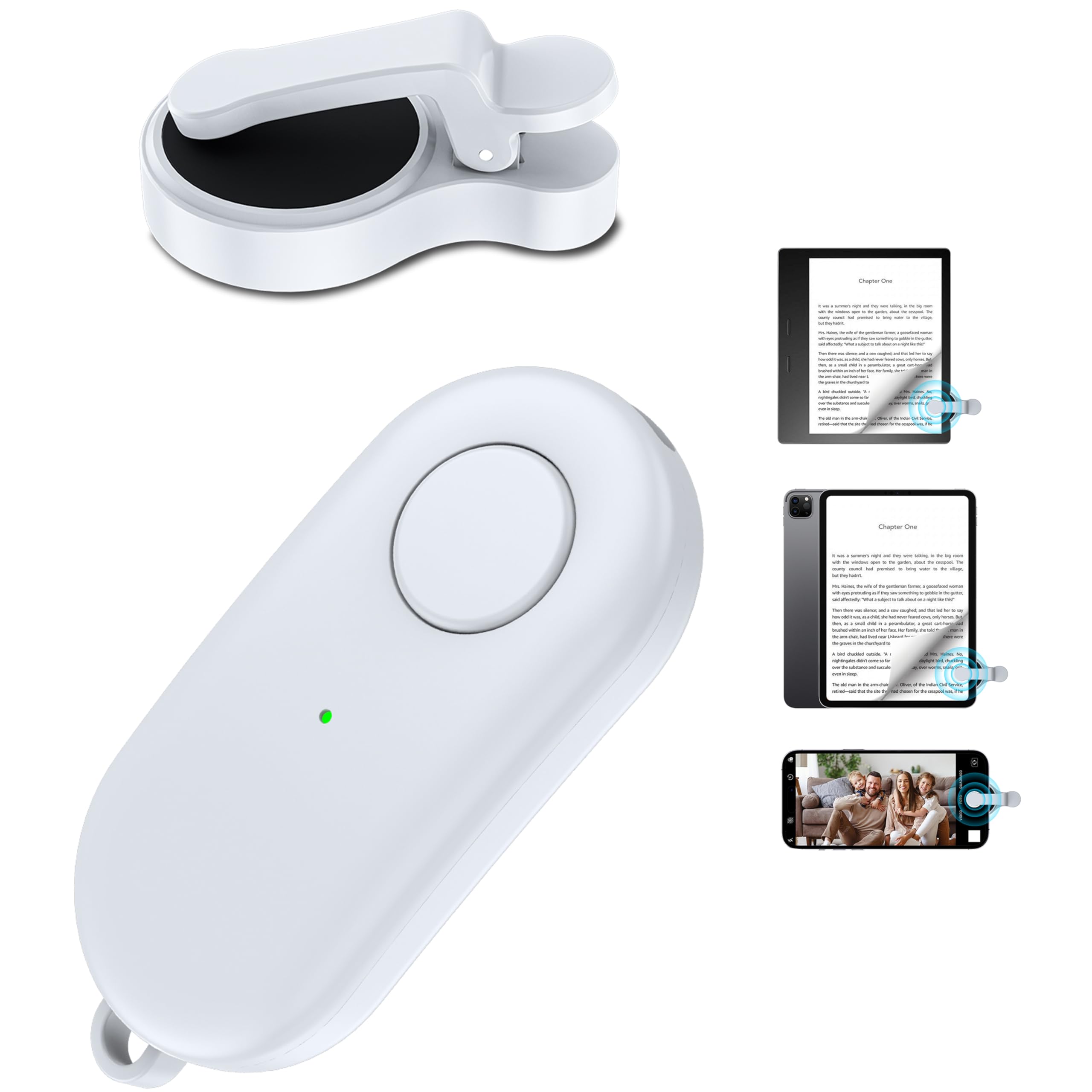 Seitenumkehrer mit Fernbedienung für Kindle Paperwhite Oasis Kobo eReader, Kindle Clicker, Seitenumkehrer, Zubehör für iPhone, iPad, Android-Tablets, Leseromane, Videoaufzeichnung und Auslöser Selfie