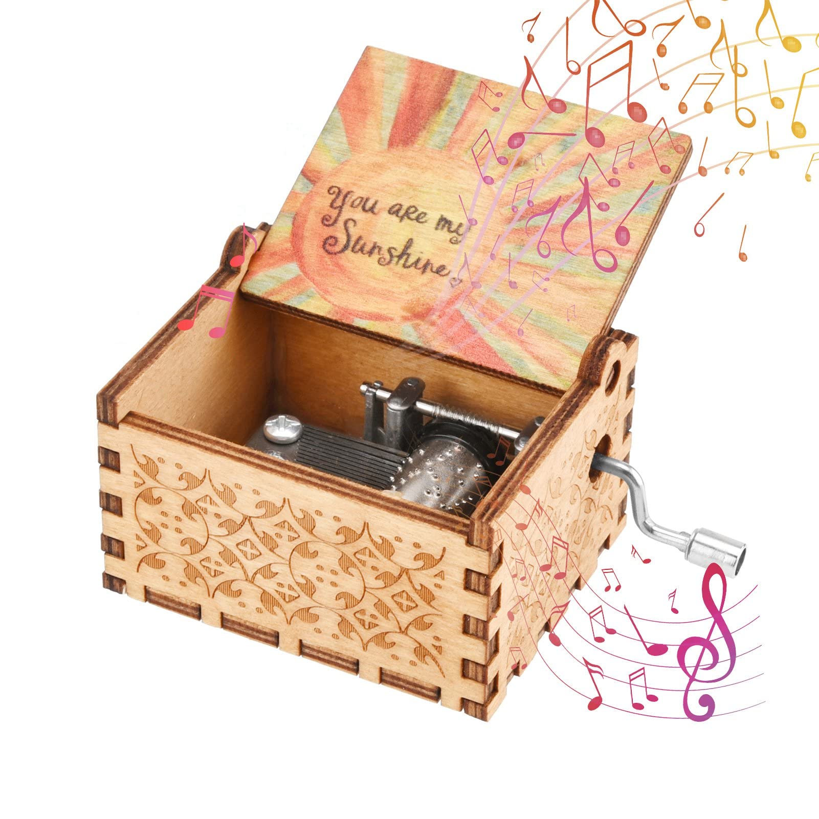 Buy SOSPIRO Wood Music Box, You Are My Sunshine Music Box Vintage Hand Crank Musical Box Gift