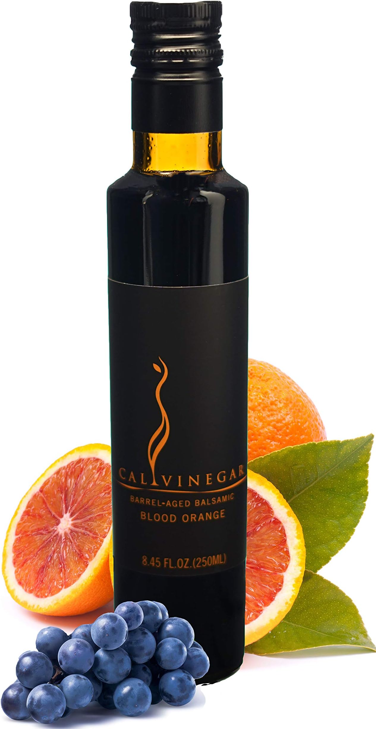 Calivirgin Balsamic Vinegar - Blood Orange Flavored Traditional Balsamic Vinegar - Thick, Velvety, Authentic Italian Balsamic Vinegar - Gourmet Vinegar - Barrel Aged Balsamic Vinegar Bottle - 250ml
