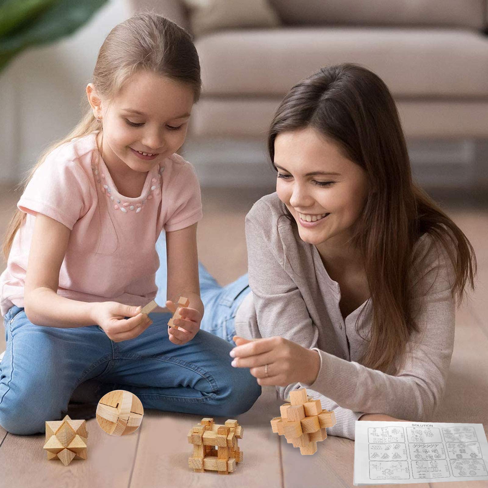 Cisixin 3D Holz Gehirn Puzzle – Denkspiel Im Holzrahmen, 8x8x8 Cm – Fördert Logisches Denken & Geduld