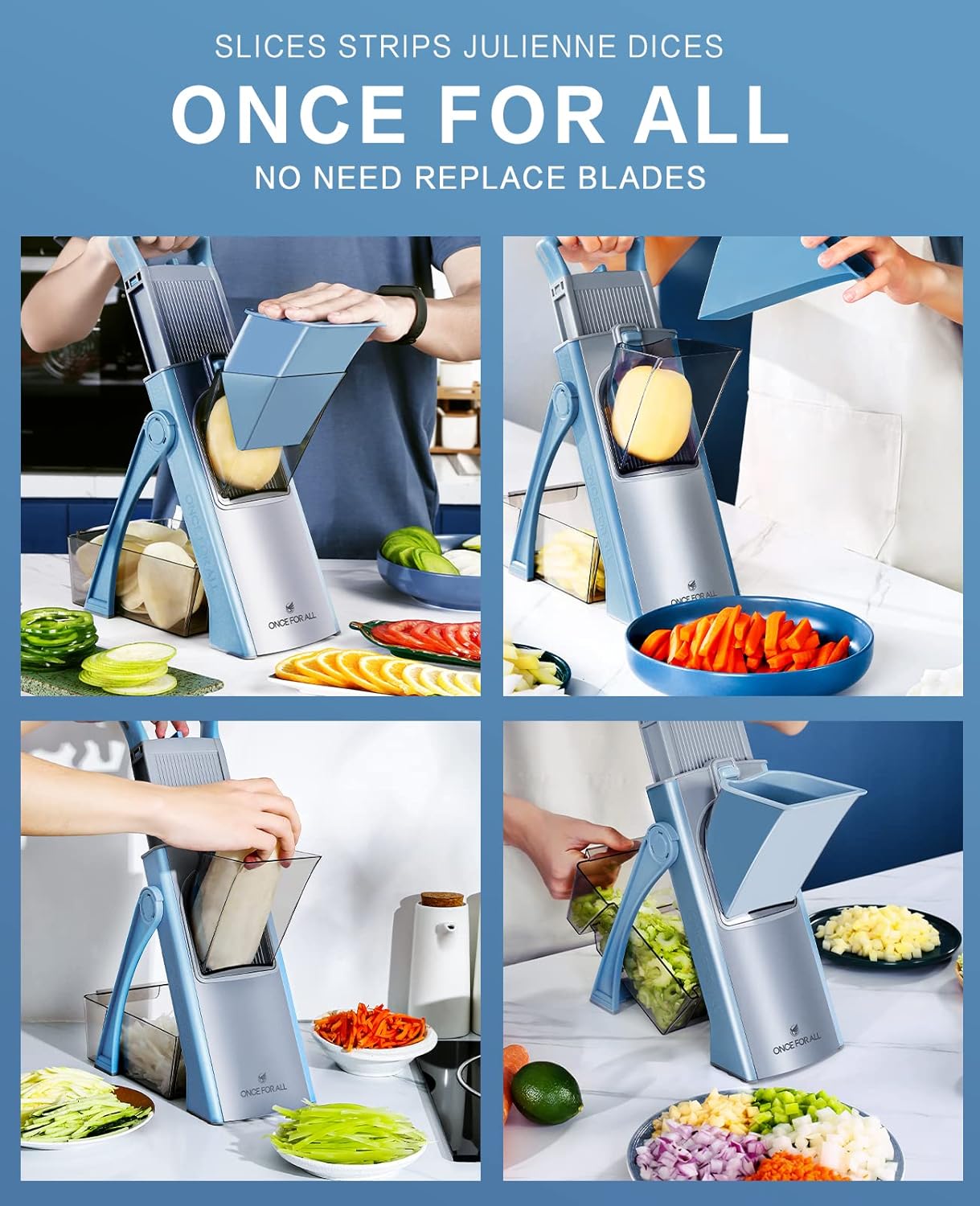 Buy ONCE FOR ALL Mandoline Vegetable Slicer, Veg Chopper with 4 Cutter