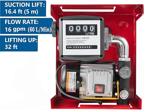 Miniatura 4 de Bomba de transferencia diésel de 110 V, bomba de combustible eléctrica autocebante 16 GPM, bomba de transferencia de combustible diesel eléctrica de