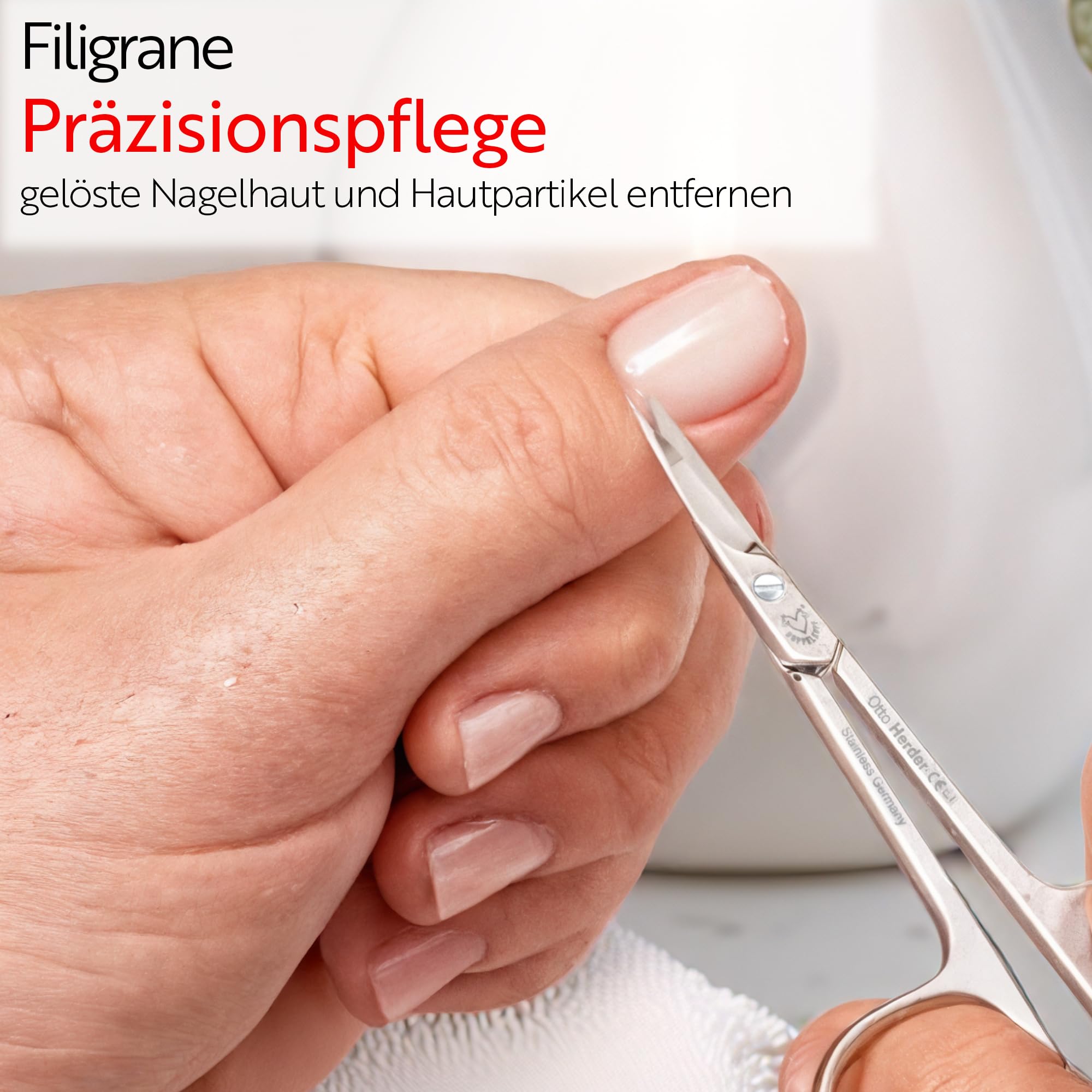 Otto Herder Manicure Forbici per cuticole a torre in Solingen, forbici extra affilate in acciaio inox per rimuovere cuticole e residui di pelle