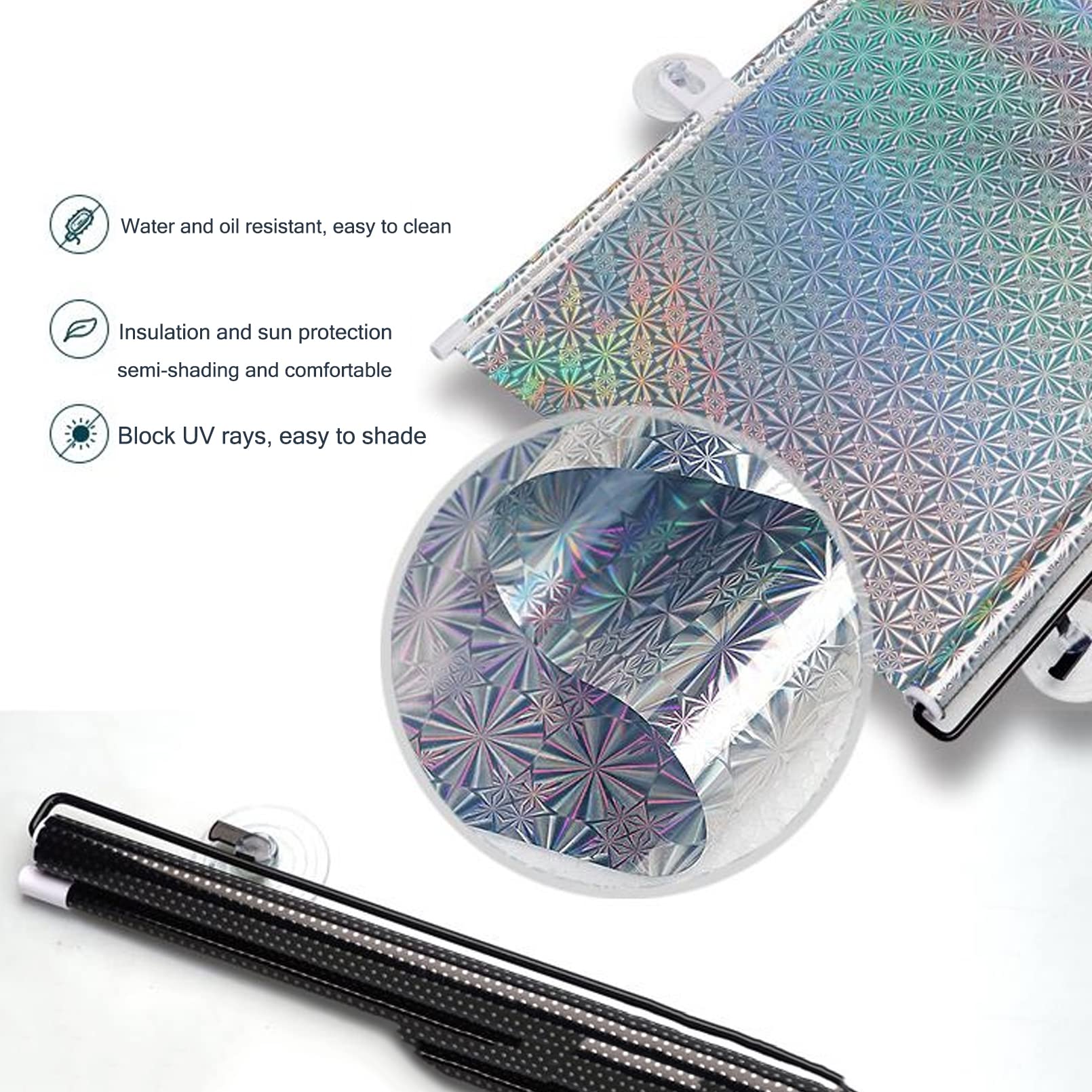 Tenda Avvolgibile Con Ventose - Oscurante Portatile Per Finestre, Protezione Solare E Privacy - Foto 4