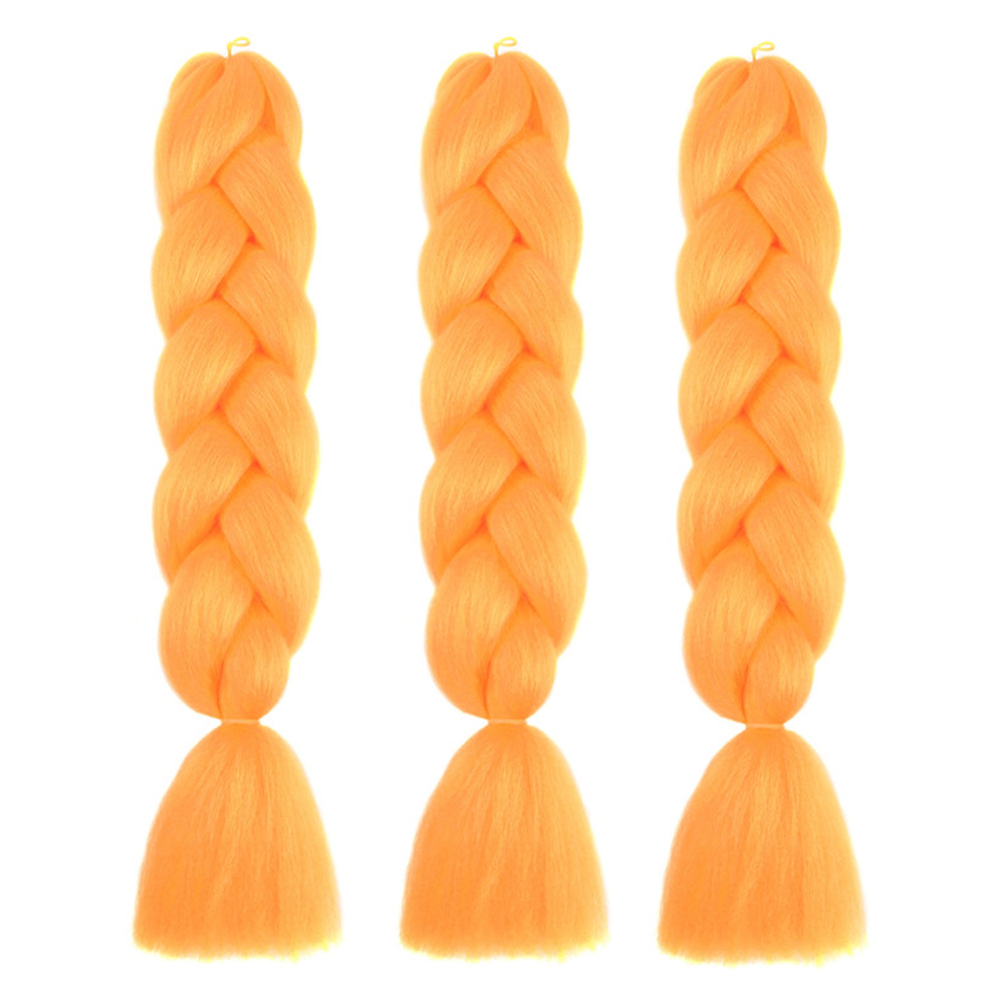Bai You Mei Extensiones de pelo trenzado Jumbo resistente al calor de fibra de pelo KNITTING Kanekalon trenzado, extensiones de pelo sintético para trenzar 100 g/pc 24 pulgadas 3 unids/lote (naranja)