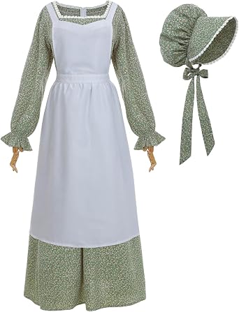 Nuoqi Womens Prairie Dress - American Colonial Pioneer Adult Historical 1800s Amish Dress