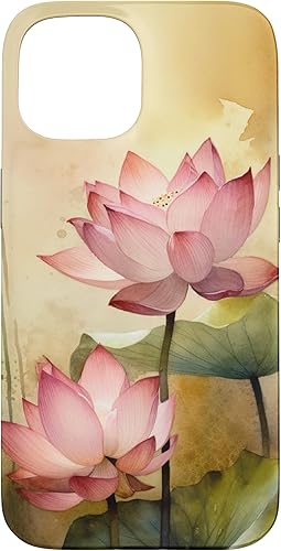 Miniatura 10 de Funda para iPhone 13 two pink lotus flowers watercolor