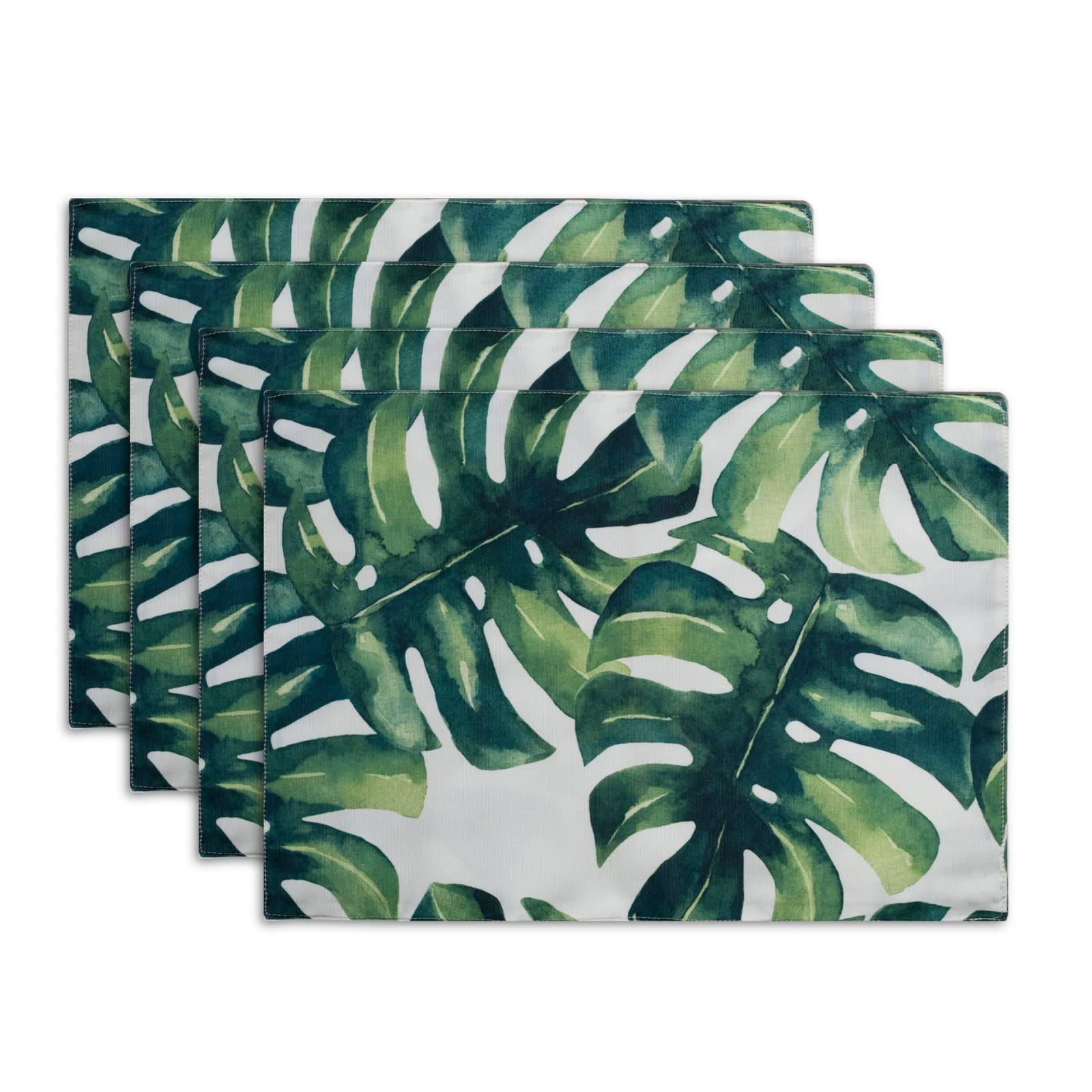 Table Mats Emerald Green Leaves Placemats Set of 6 Place Tablemat flax Heat Resistant Table Mats Heat Proof Placemat Stain-resistant Non-slip Waterproof Dinner Mats Decor