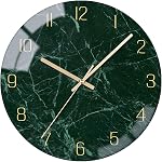 VIKMARI 12" Black Gold Marble Silent Wall Clock Salle de bain Salon Décor , Batterie moderne , Occasion Non-Ticking Round Quartz Marble Texture Clock Or mains Rustique Golden Kitchen Decor