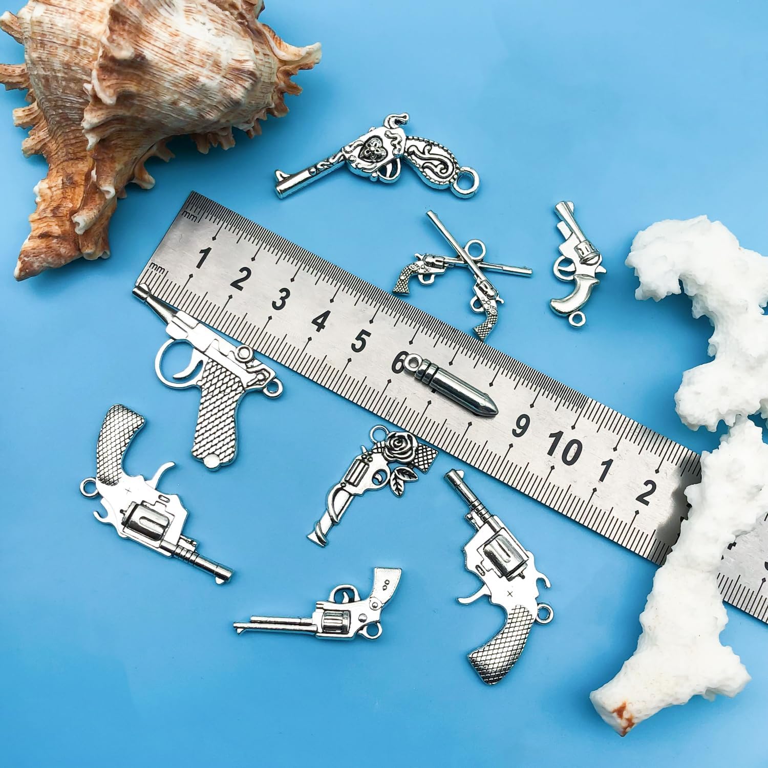 Youdiyla 44pcs Antique silver alloy gun Pendant Jewelry Making DIY Keychain Earrings Pendant Various Design Charms for Jewelry Making Bracelets Necklace (M115) - Image 7