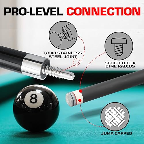 Miniatura 5 de Palo de Billar de Fibra de Carbono Banly - Palo de Billar para Adultos, Palo de Piscina de Baja Deflexión con Anillo de Metal, Palo Profesional de