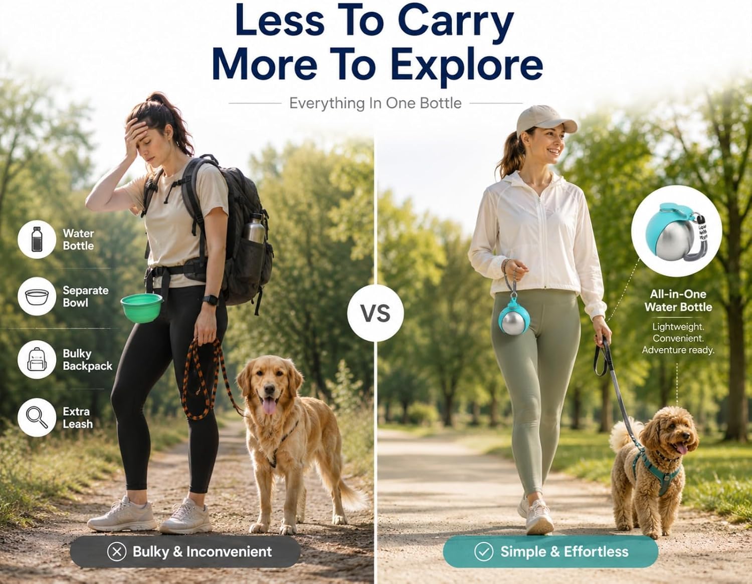 Portable Small Dog Water Bottle 2 in 1 Travel Dog Water Dispenser with Bowl | 10oz Dog Water Bottles Stainless Steel No-Spill Puppy Water Bottle for Walking Small Dog Leak-Proof Collapsible Silicone Bowl