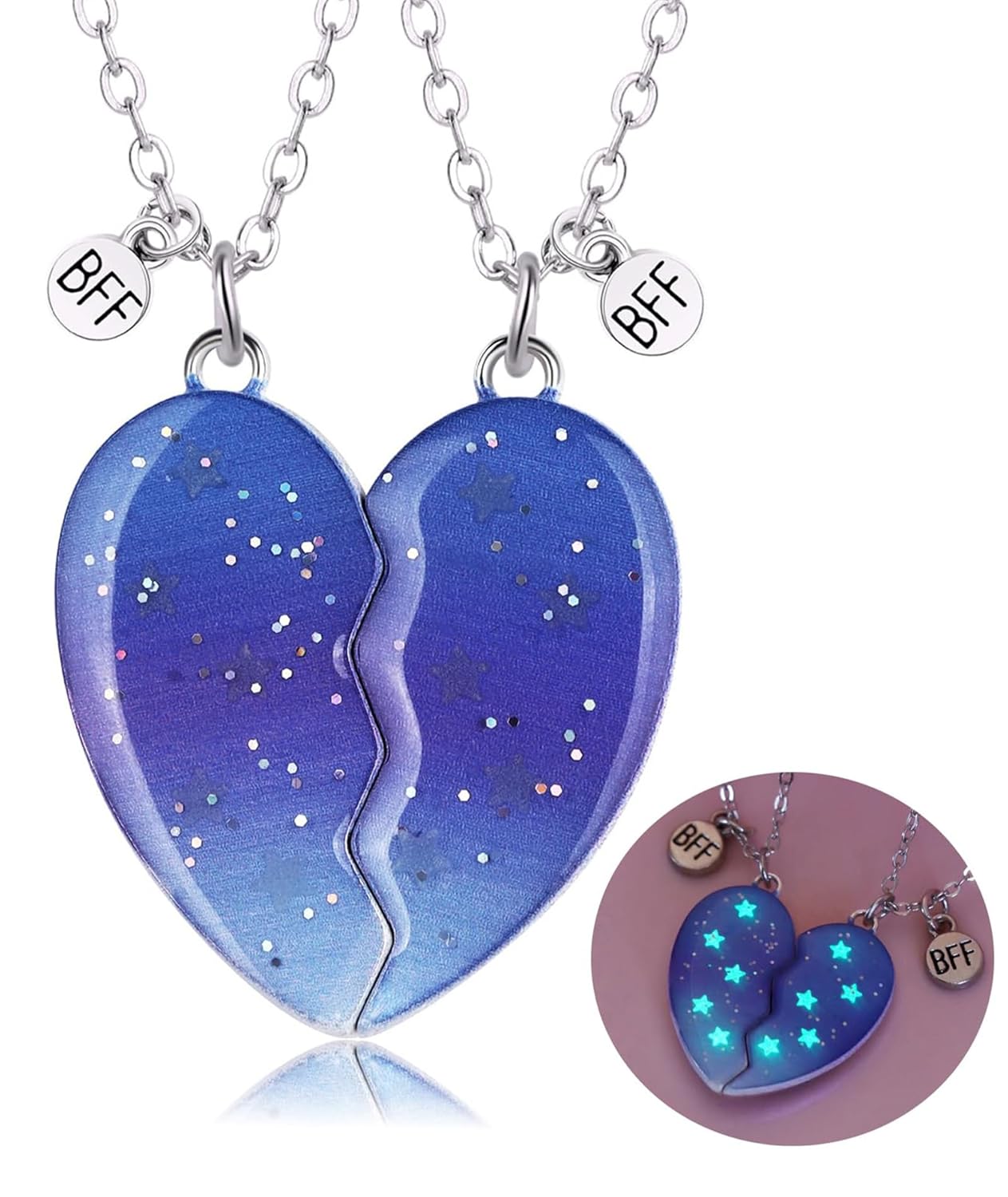 2Pcs Best Friend Necklace Set, BFF Necklace for 2 Girls, Friendship Necklace Suitable for Graduation Gift, Friendship Token