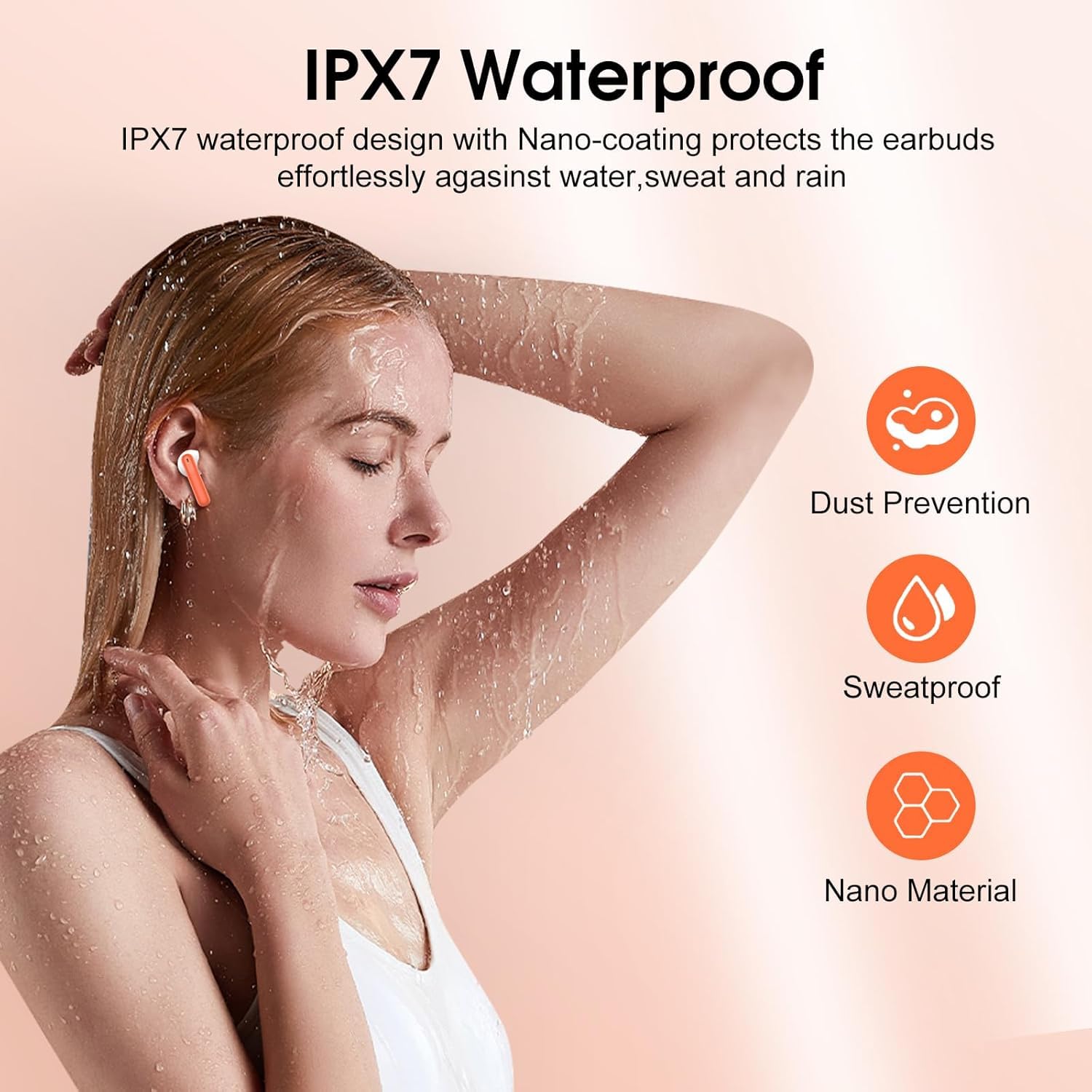 Cillso Auriculares Bluetooth, 40H, bajos profundos, indicador LED, IP7, resistentes al agua, auriculares inalámbricos Bluetooth 5.4 con 4 micrófonos de reducción de ruido ENC