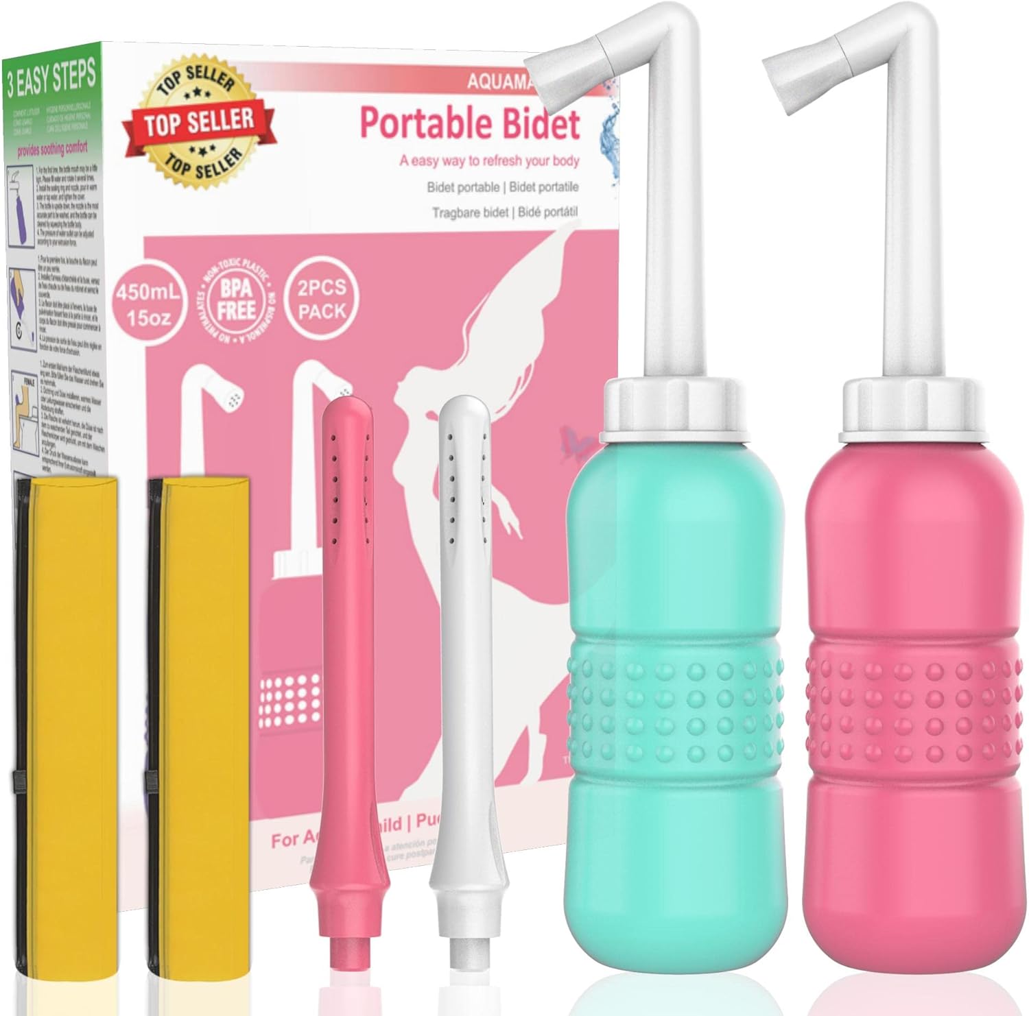 2PCS 2in1 Female Rinser (Bidet Tip + Douche Tip) Intimate Wash for