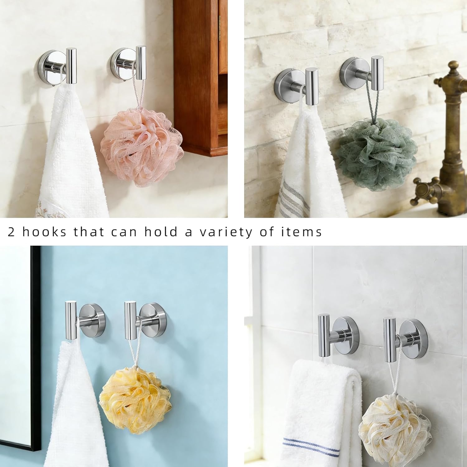 5Pcs Bathroom Hardware Accessories, 24 Inch Brushed Nickel Bath Towel Bar Set, Toilet Paper Holder and Towel Ring, Stainless Steel Wall Mounted Towel Rack Set, Center Section Removable