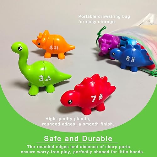Miniatura 5 de Juguetes de dinosaurio a juego número 1-10, juguetes de motricidad fina, juego de dino Match preescolar, juguetes educativos Montessori de