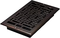 Decor Grates AJL610W-RB Oriental 6x10 Wall Register Rubbed Bronze - Rust-Resistant Damper, Easy Install