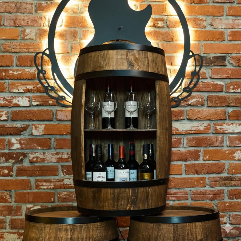 CREATIVE COOPER Barile in Legno di Conifere per Casa, Stile Retrò, 80 cm di Altezza, Decorazione per Soggiorno, Tavolo e Portabottiglie (Wengé)