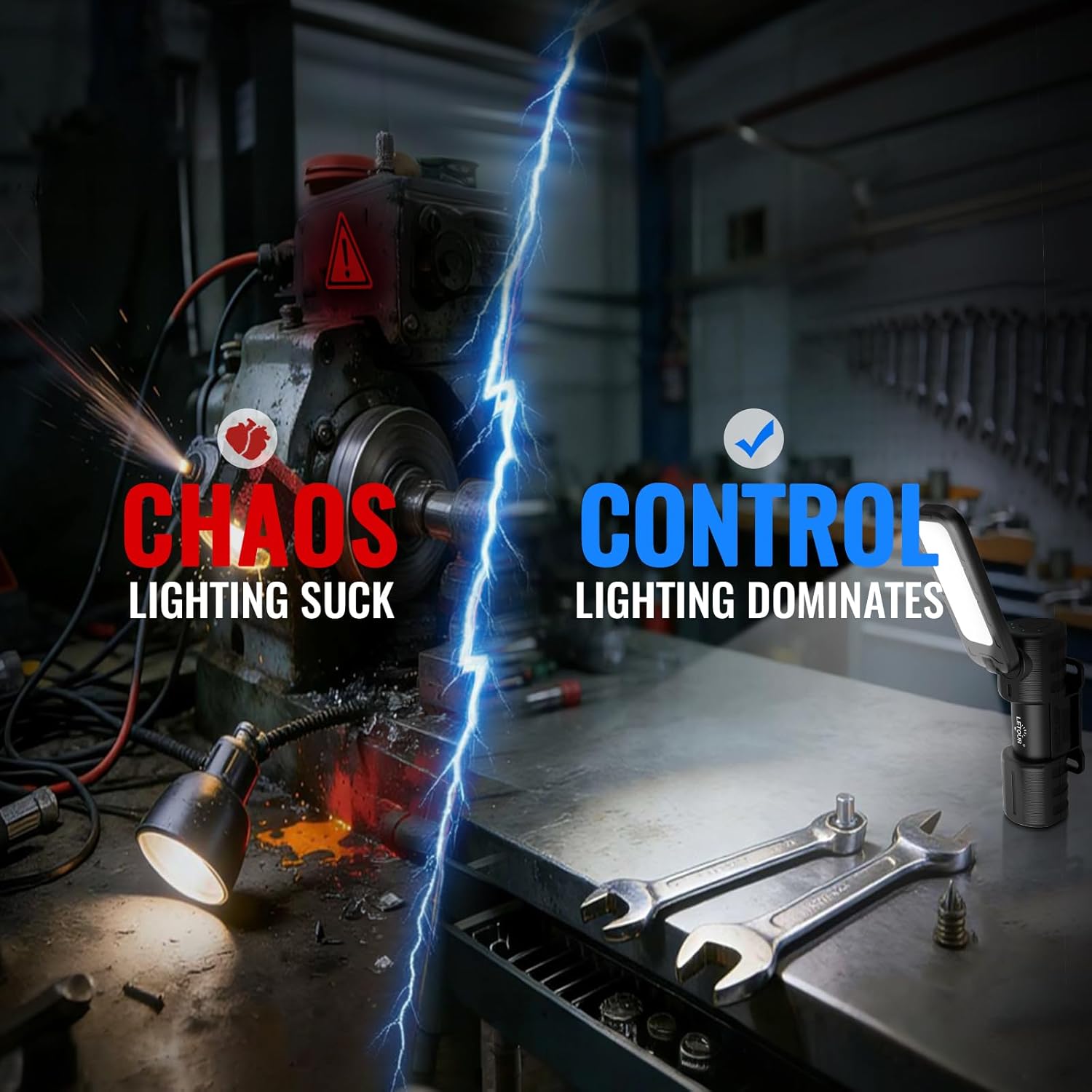 2 Pcs Rechargeable 5000lm LED Work Light BBQ Grilling Accessories with Magnetic Base, 180° Rotate Mechanic Grill Light for Car Repair, Emergency, Camping, Outdoor & Mechanics Tools - Image 8