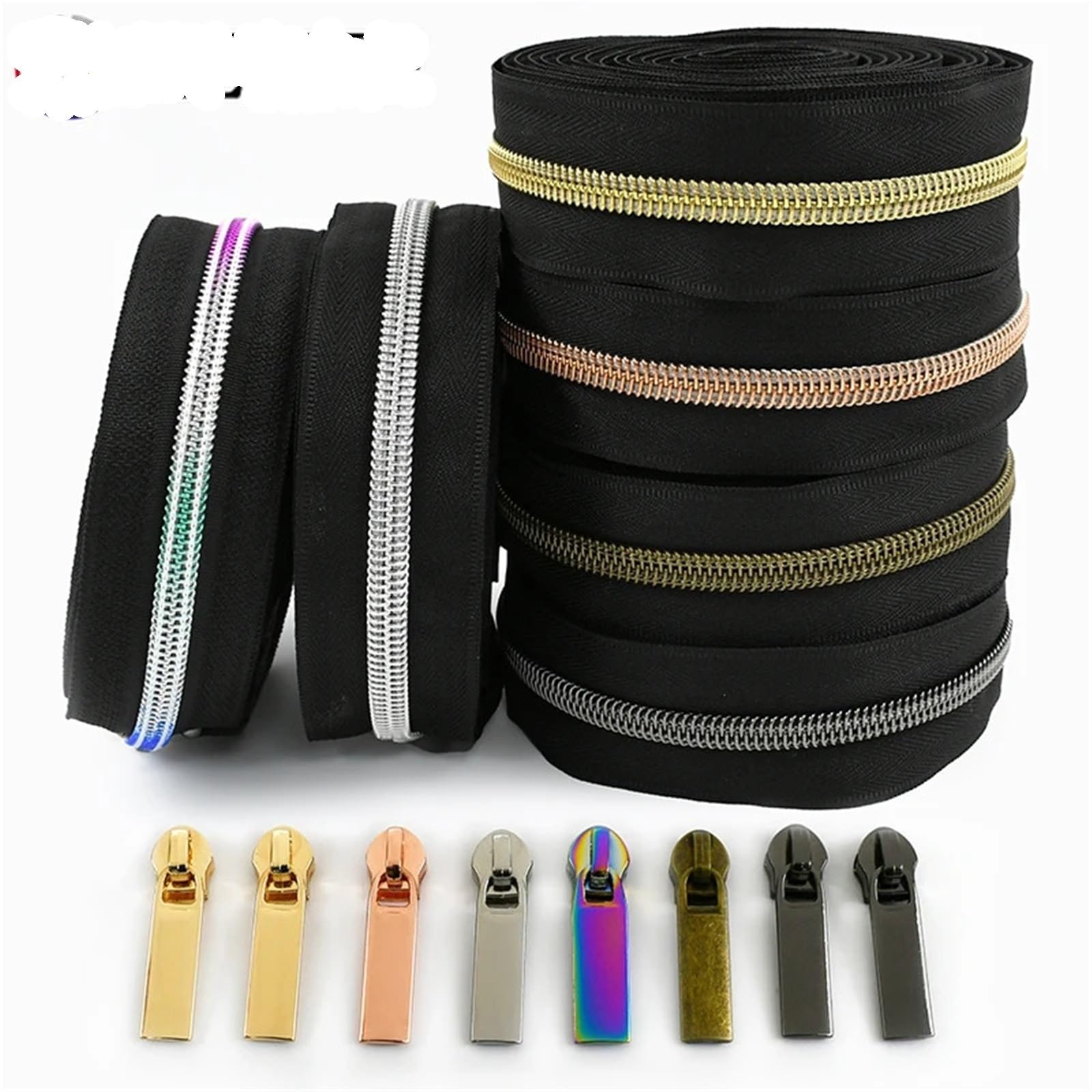 Cerniere Lampo 2pc 2-10M 3# 5 Cerniere in nylon Nastro in borsa Zaino Cursore Cerniera Cappotto Giacca Zip Tira Kit di riparazione Accessori for cucire fai da te(Pink,10Meters,No5)