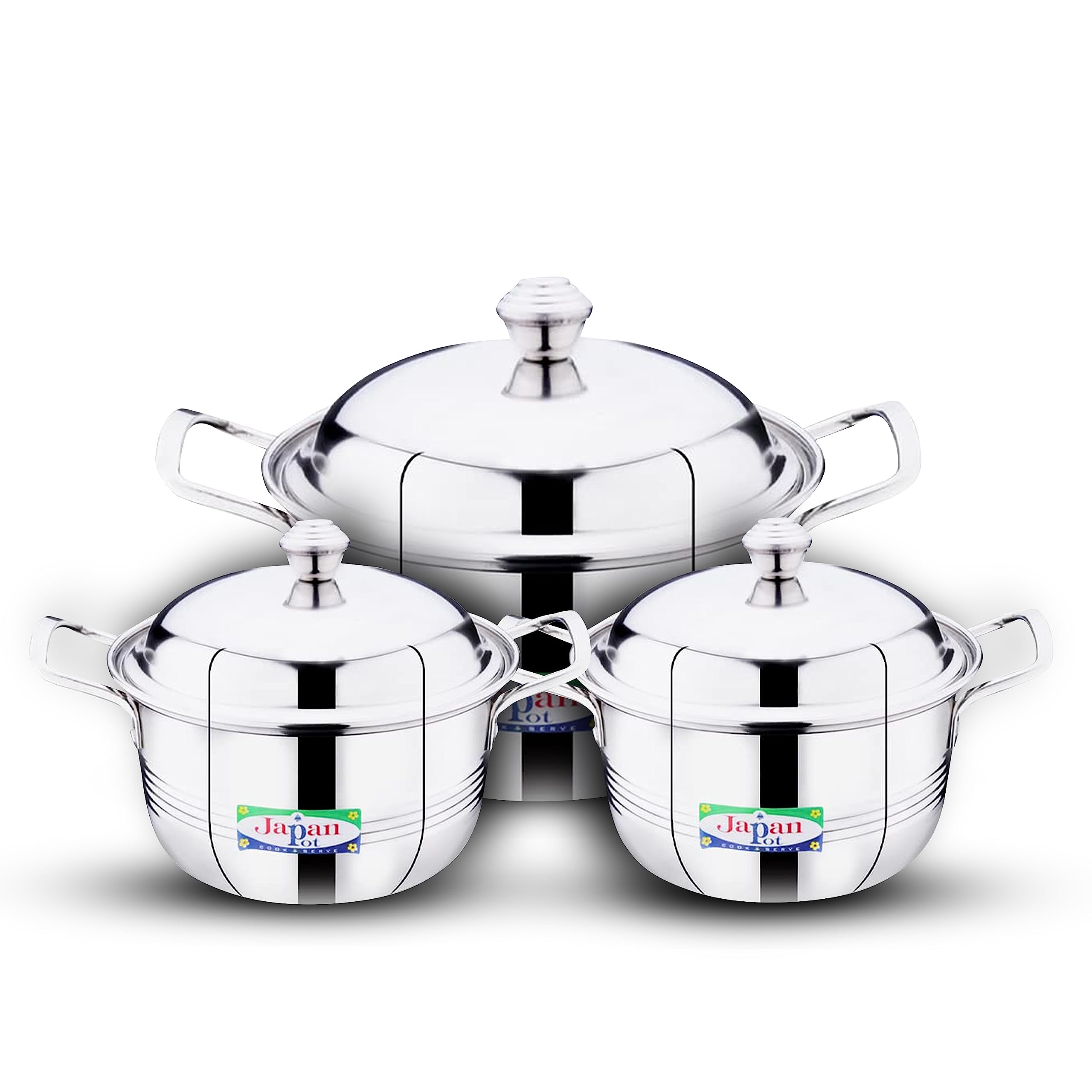 EuroStyle Stainless Steel Small Japan Pot cookware Set of 3 with lid - Capacity (1.5L, 2.25L& 3.5L) - Warantry 3 Years - Easy to wash (Stainless Steel) - Eurostyle_Small_Japan_Combo3 (B0C4TN4NXK) Amazon Price History, Amazon Price Tracker