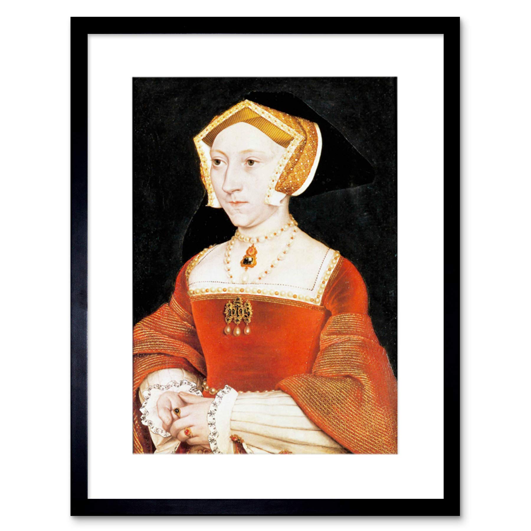 Wee Blue Coo Painting Antique Holbein Junior Tudor Queen Jane Seymour Framed Wall Art Print