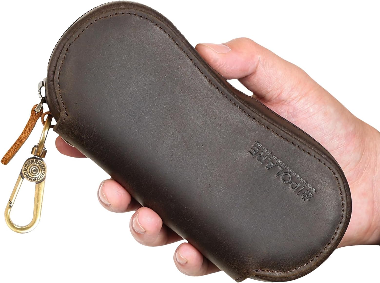 POLARE ORIGINALPolare Full Grain Leather Glasses Case Safety YKK Zipper Sunglasses Case Portable Travel Eyeglasses Case Holder