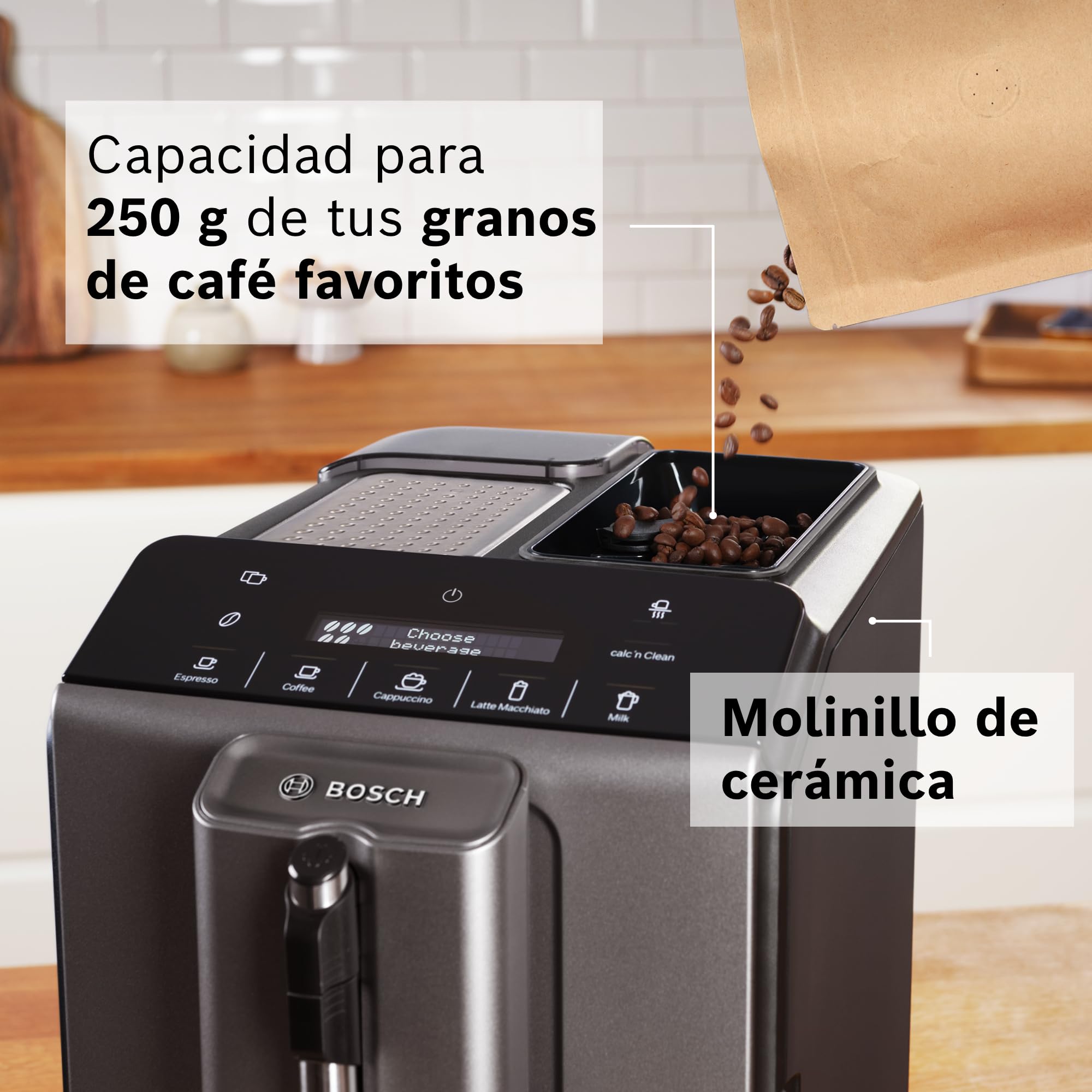 Bosch, Cafetera Superautomática, 6 Niveles Intensidad, Acero, TIE20504