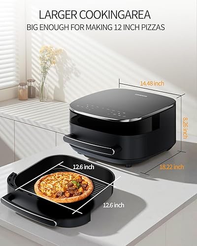 Miniatura 6 de Freidora de aire extra grande, freidora de aire 11 en 1 de 6 cuartos de galón 450F con flujo de aire superior, tecnología de fuente de calor dual,