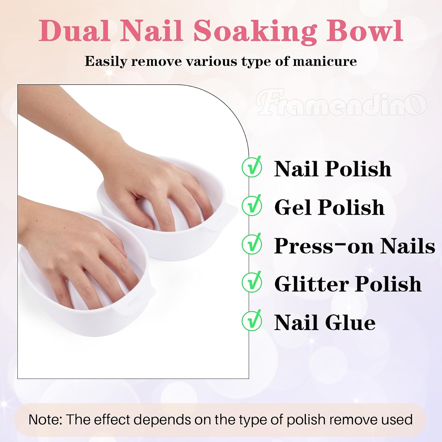 Framendino, 2 Pack Nail Soak Tray Manicure Bowl Soaker Bowls White