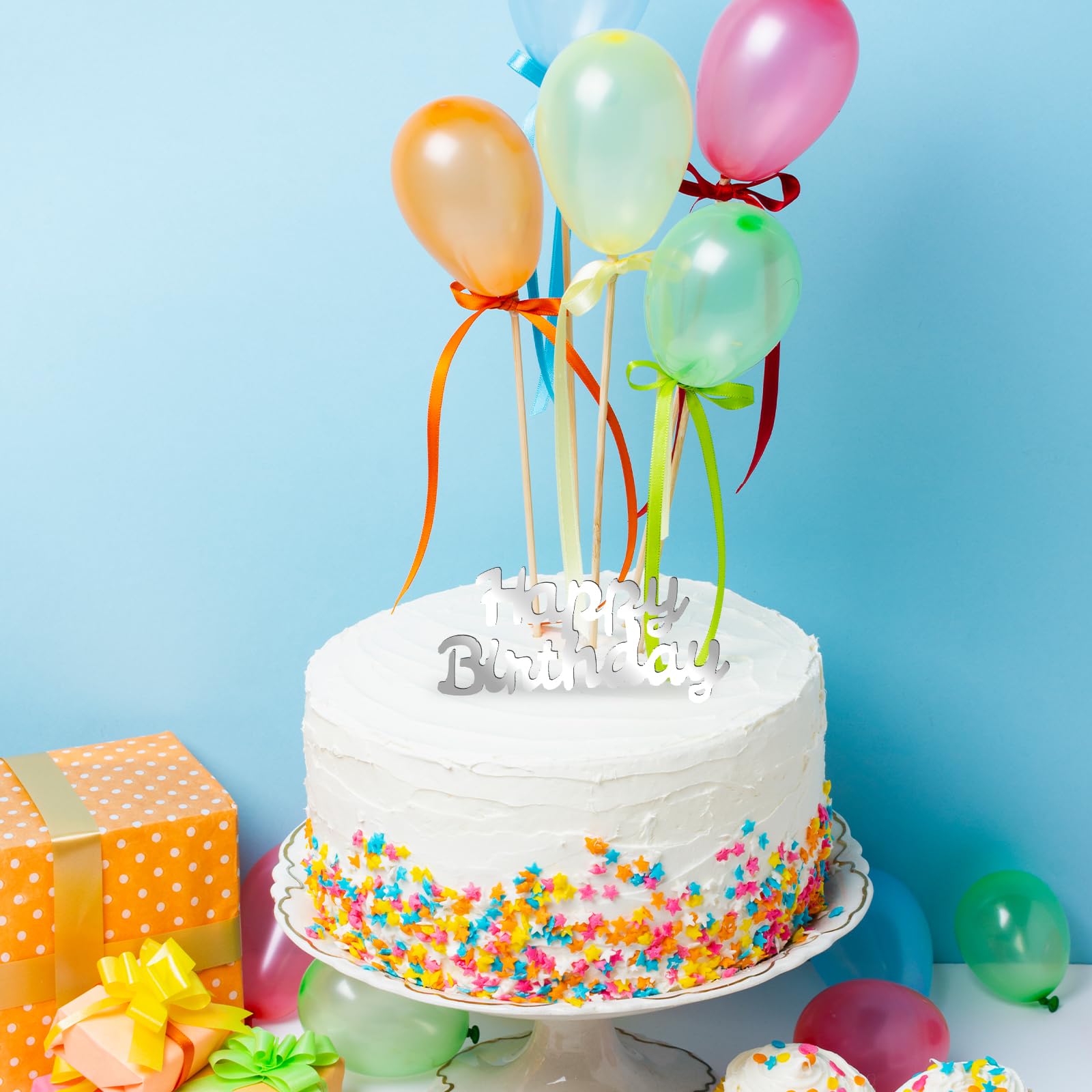 Decorazione di torte con lettere inglesi di buon compleanno in acrilico dorato e argento per bambini Toppers per torte da dessert per feste di compleanno per adulti  15