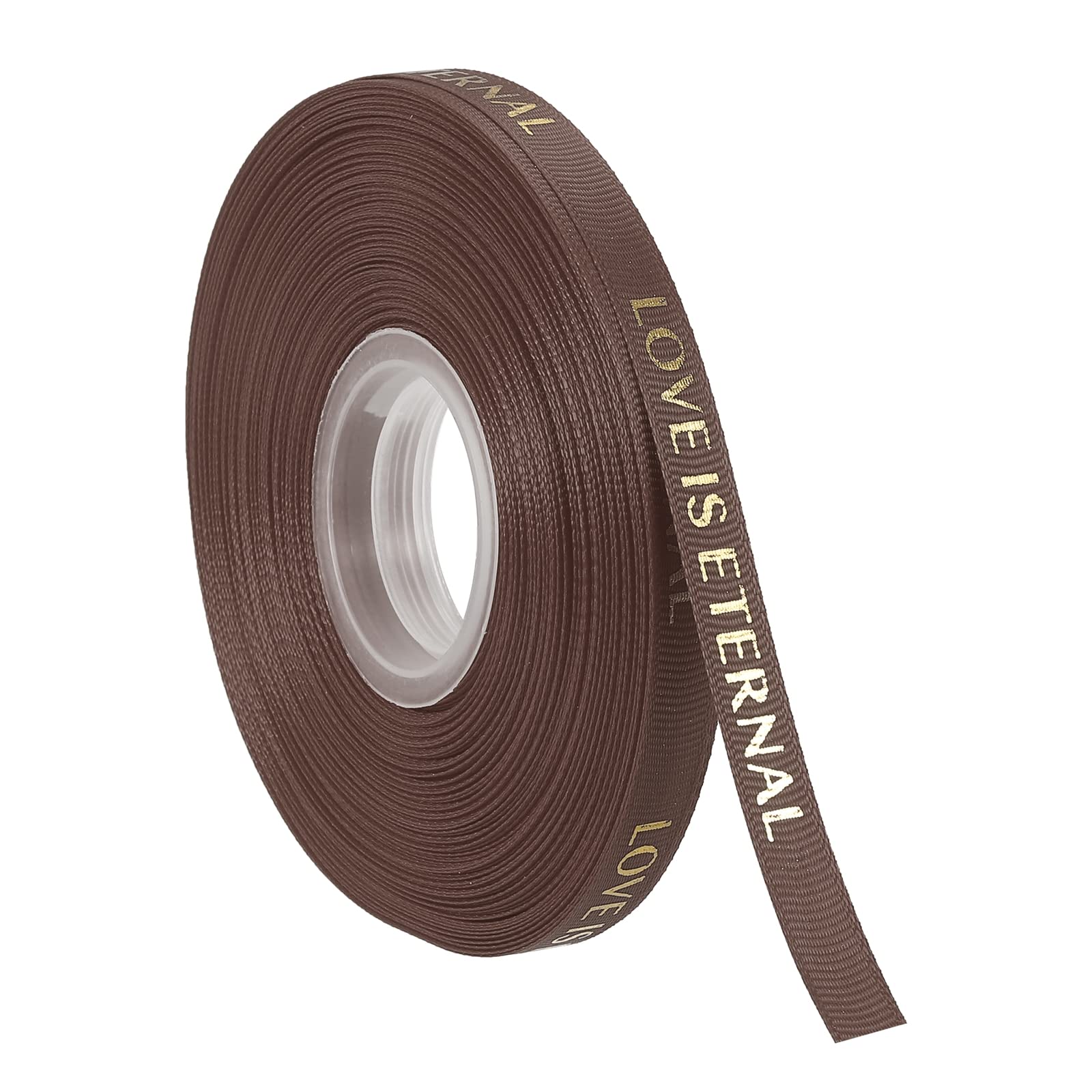 MECCANIXITY 3/8 Inch Thin 50 Yard Love You Satin Ribbon Valentine Personalized Grosgrain Ribbons Coffee for Gift Wrapping Bouquet Cake Box