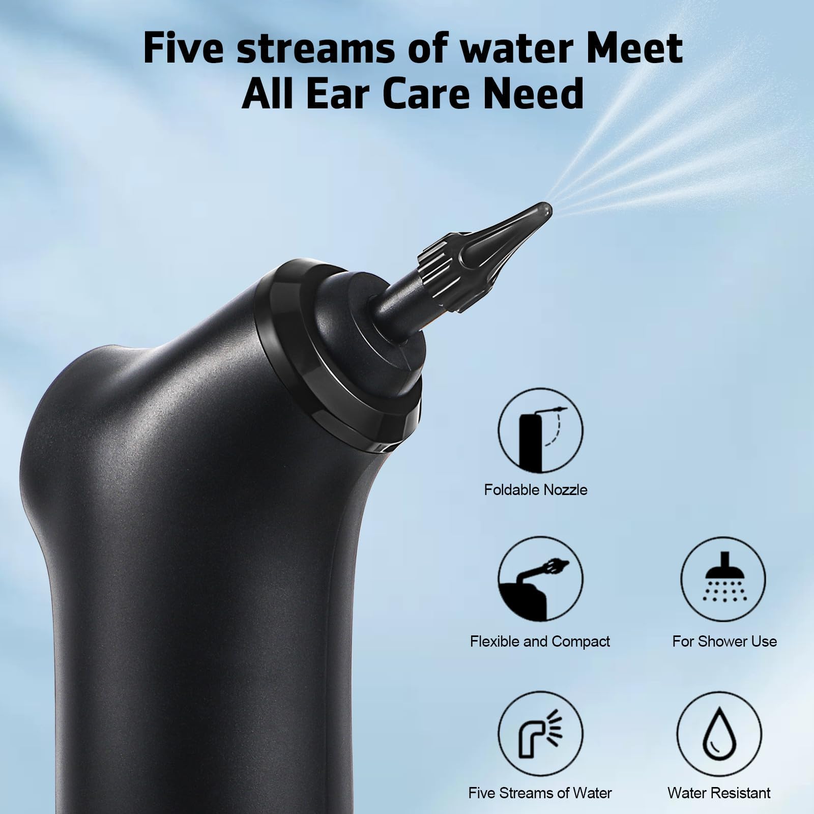 Beaupretty Pulitore Elettrico per Orecchie, Rimozione del Cerume, Capacità 200ml, Batteria 2000mah, Testa Sostituibile, Materiale Abs, Portatile per Uso Quotidiano