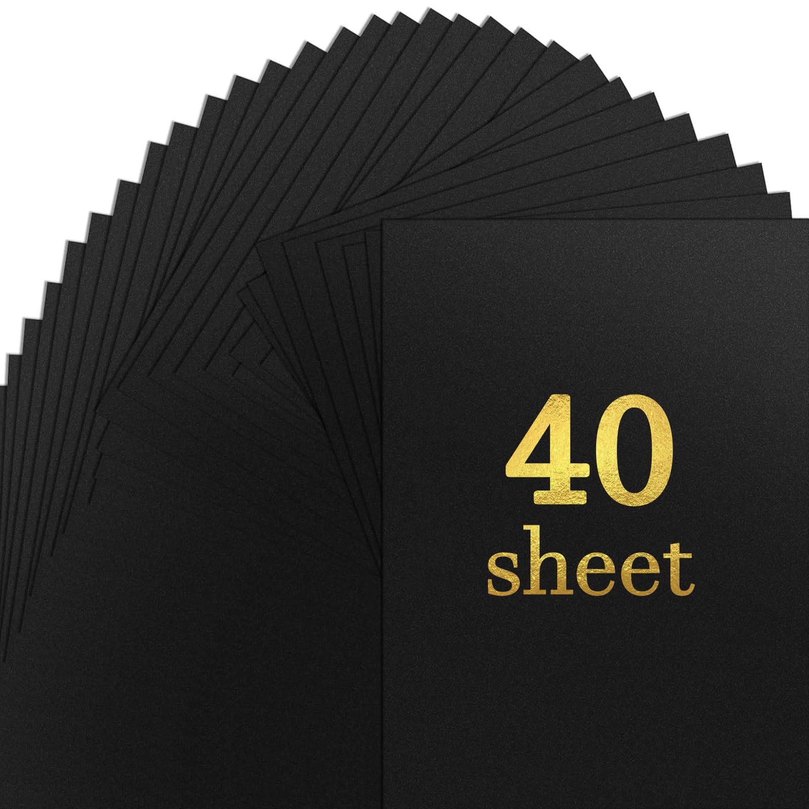 RYKOMO 40 Sheets Black Cardstock Paper 8.5 x 11 Inch Thick Cardstock 75lb 200 GSM Heavy Black Paper for Halloween Invitations, Thanksgiving Gift Cards