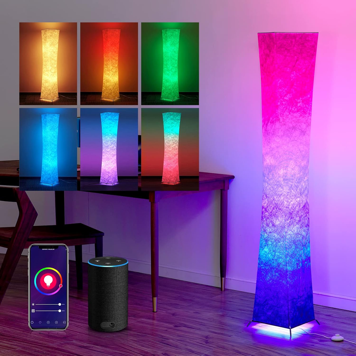 chiphy Floor Lamp, RGB Color Changing and Dimmable LED Lamp, Smart WiFi
